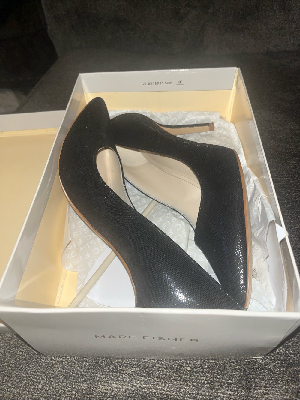 Marc Fisher Black Textured Pointed Toe Pumps